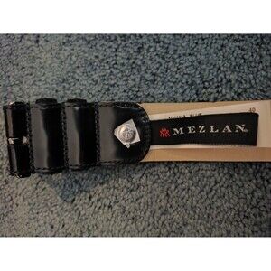 Mezlan mens hi-shine cordovan leather & luxurious deerskin belt in blue size 40